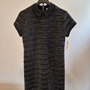Maison Jules Black and Gray Textured Mini Dress